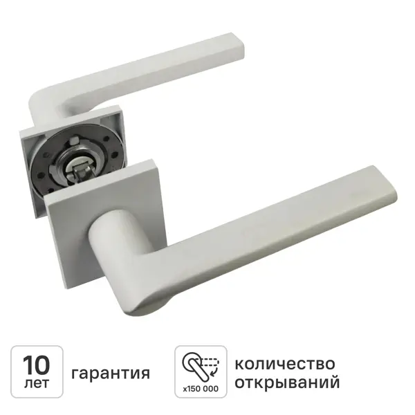 Дверная ручка на розетке KREAFORTA Паудер без запирания цвет белый