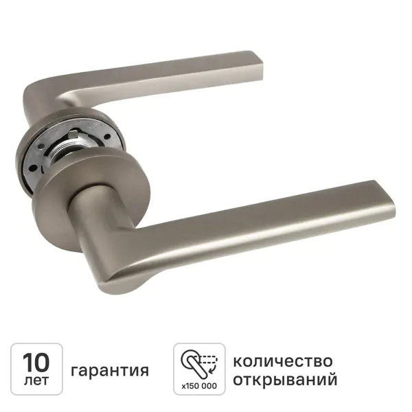 Дверная ручка на розетке KREAFORTA Паудер без запирания цвет никель