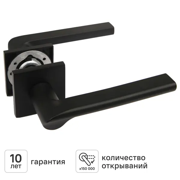 Дверная ручка на розетке KREAFORTA Паудер без запирания цвет черный