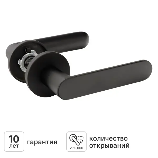 Дверная ручка на розетке KREAFORTA Шуя без запирания цвет черный