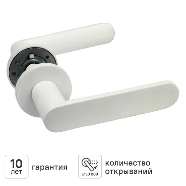 Дверная ручка на розетке KREAFORTA Шуя без запирания цвет белый