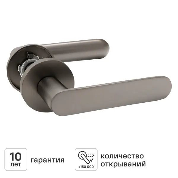 Дверная ручка на розетке KREAFORTA Шуя без запирания цвет графит