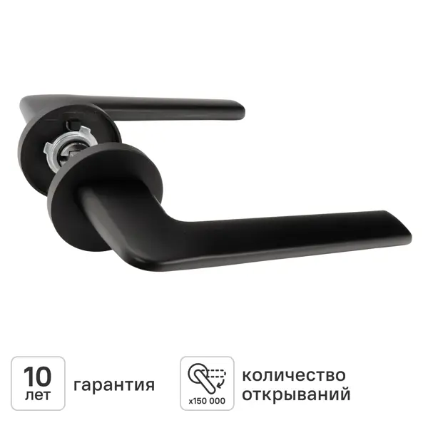 Дверная ручка на розетке KREAFORTA Ункель без запирания цвет черный