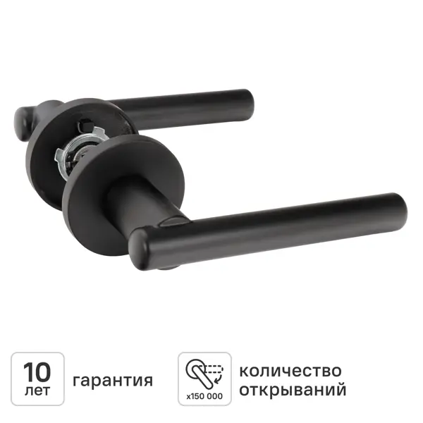 Дверная ручка на розетке KREAFORTA Усожа без запирания цвет черный