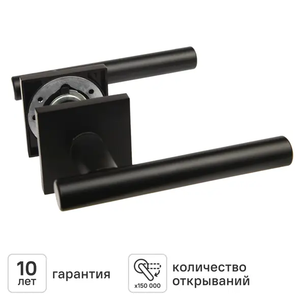 Дверная ручка на розетке KREAFORTA Усожа без запирания цвет черный