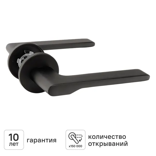Дверная ручка на розетке KREAFORTA Вихра без запирания цвет черный
