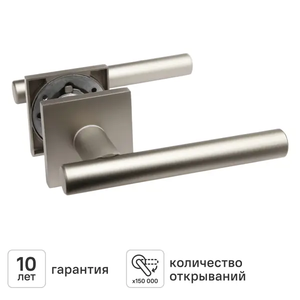 Дверная ручка на розетке квадратная KREAFORTA Усожа без запирания цвет никель