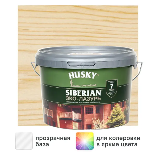 Эко-лазурь Husky Siberian полуматовая цвет бесцветный 2.5 л