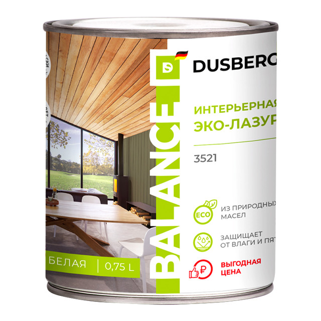 эко-лазурь интерьерная DUSBERG Balance 0,75л белая, арт.3521075