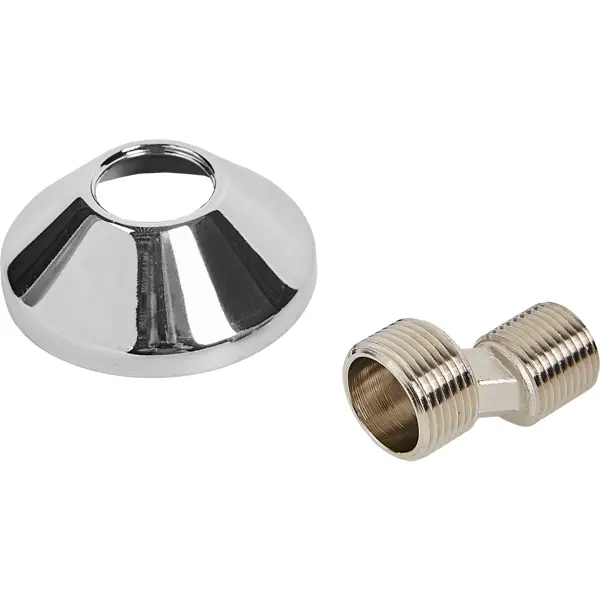 Эксцентрик Valtec с декоративной чашкой 3/4"х1/2", наружная резьба, никелированная латунь VTr.670.N.0504
