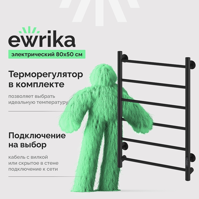 Электрический полотенцесушитель EWRIKA Сафо PN 80х50 цвет Черный