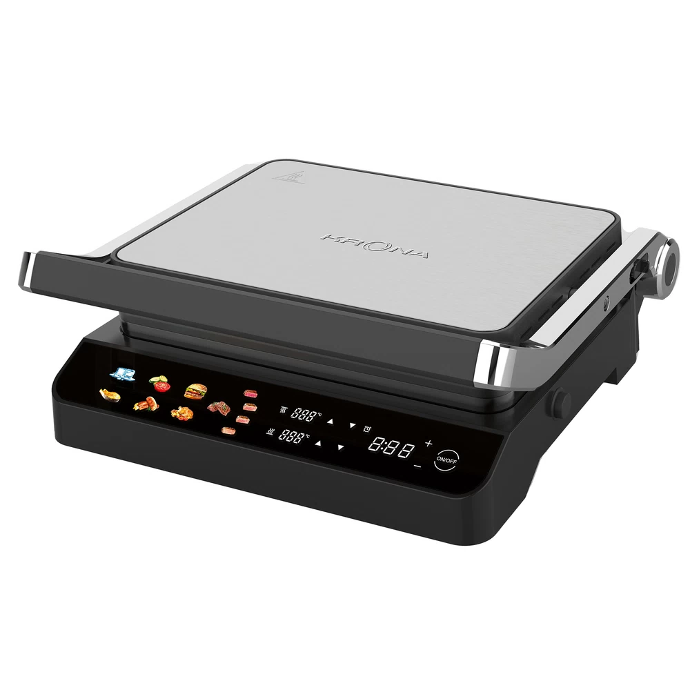 Электрогриль Krona Digitaler Kontaktgrill 2000W нержавеющая сталь/черный