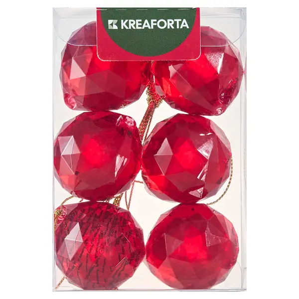 Елочная игрушка Кристалл KREAFORTA 11x7.5 см красный 6 шт.
