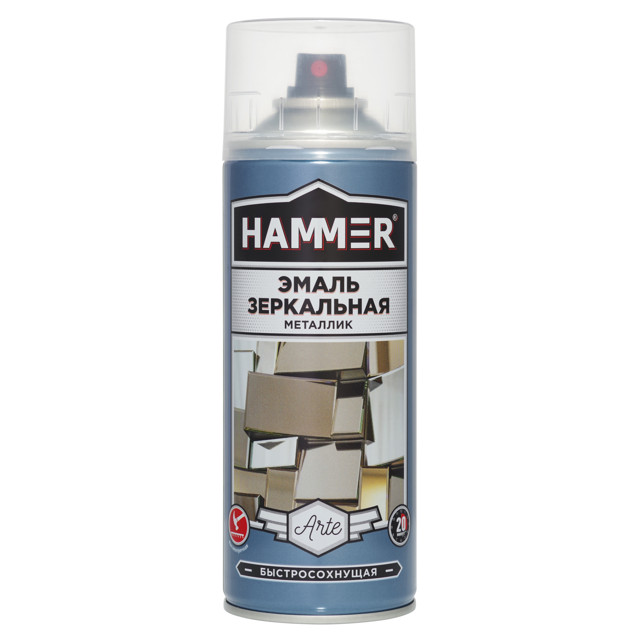эмаль аэрозольная HAMMER металлик зеркальный хром 520мл, арт.345380