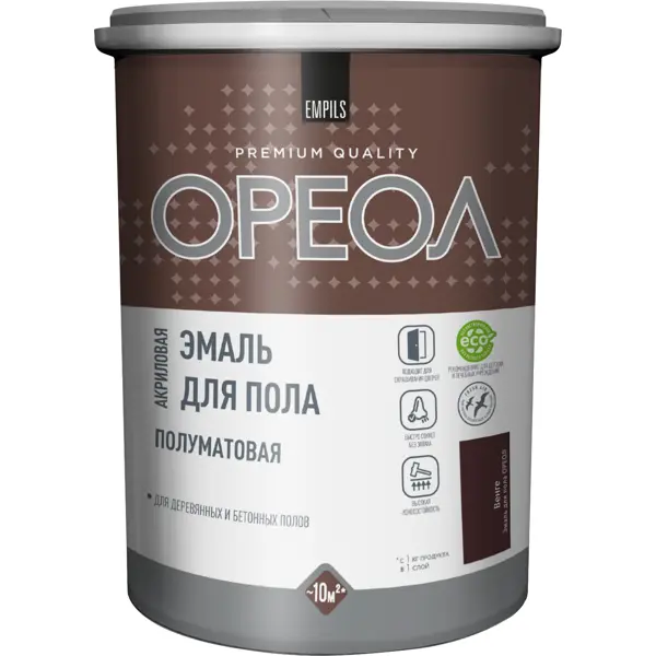 Эмаль акриловая для пола Ореол полуматовая цвет венге 0.9 кг