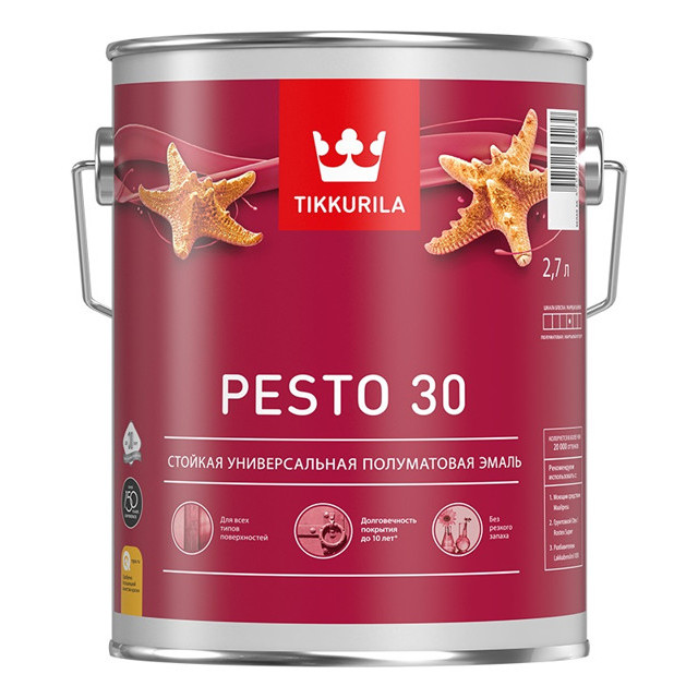 эмаль алкидная TIKKIVALA Pesto 30 база С 2,7л бесцветная, арт.700001174