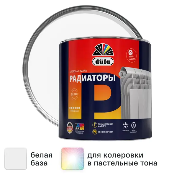 Эмаль для радиаторов Dufa глянцевая цвет белый 1.8 л база 1