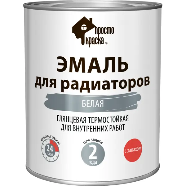 Эмаль для радиаторов Простокраска гладкая цвет белый 0.9 кг