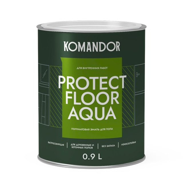 эмаль KOMANDOR Protect Floor Aqua для пола база А 0,9 л белая,арт.S1314001001