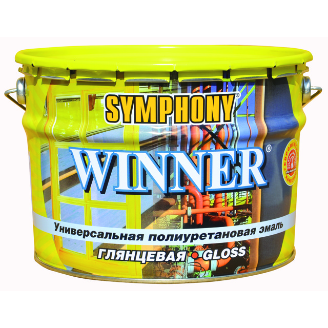 эмаль полиуретановая SYMPHONY Winner универсальная база А глянцевая 2,7л белая, арт.10072