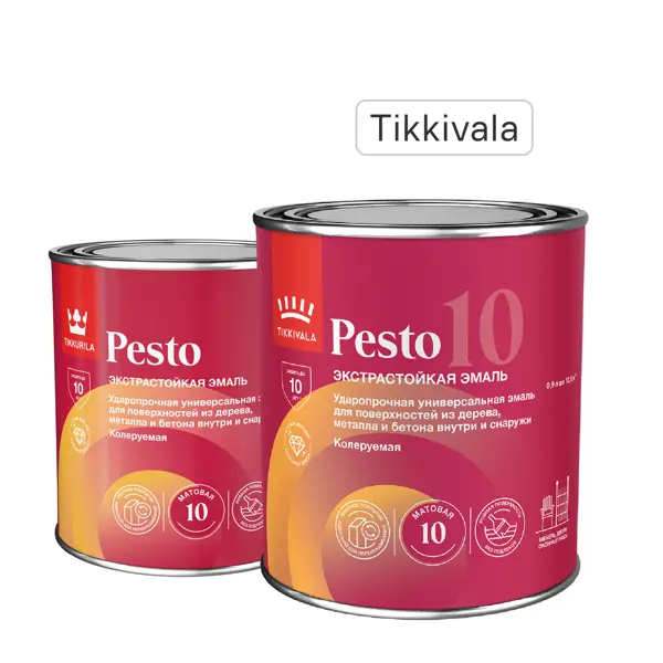 Эмаль Tikkivala Pesto 10 матовая цвет белый 0.9 л