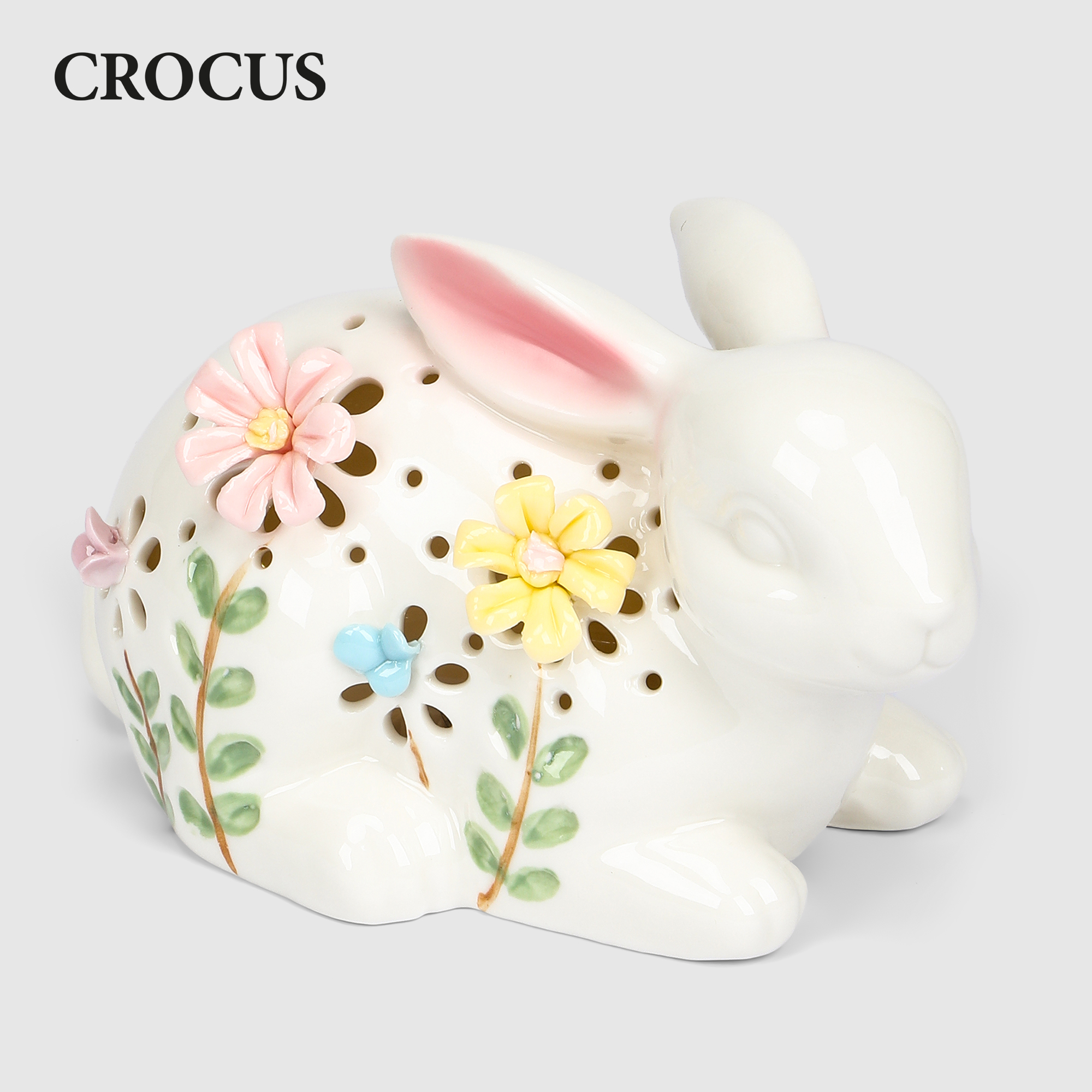 Фигурка Crocus кролик фарфоровый с LED 10х18 см