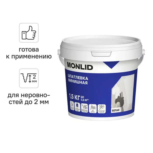 Финишная шпатлевка акриловая MONLID 1.5 кг