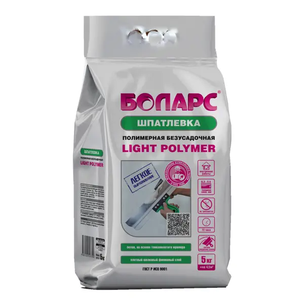 Финишная шпатлевка Боларс Light Polymer полимерная 5 кг