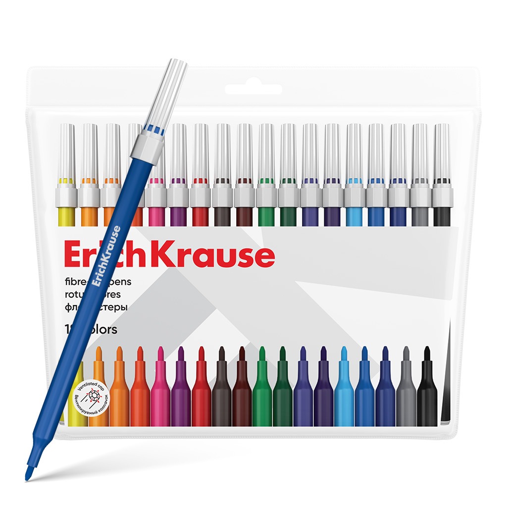 Фломастеры Erich Krause light в футляре 18 шт
