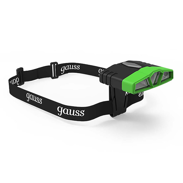 фонарь налобный GAUSS 3хLED 5Вт Li-ion 500mAh пластик черно-зеленый