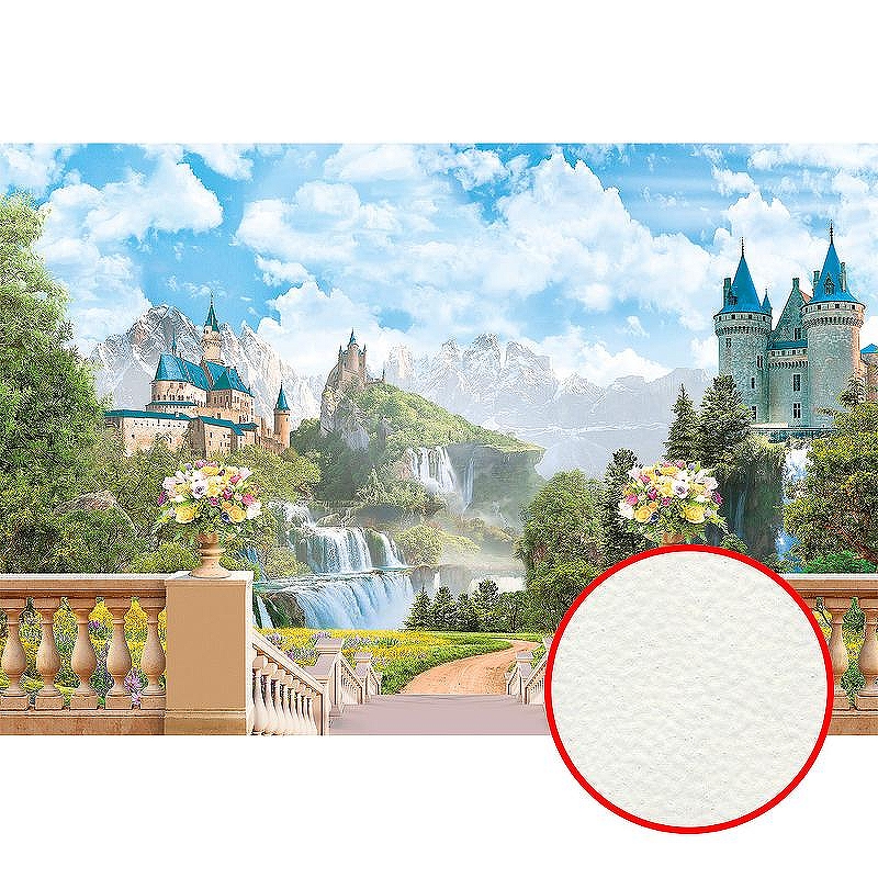 Фреска Ortograf Замки 30265 Фактура флок FLK Флизелин (4*2,7) Разноцветный, Замки/Водопады/Пейзаж