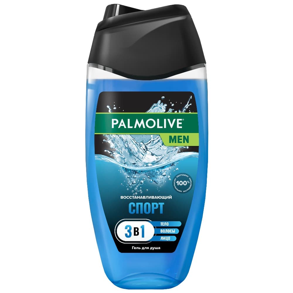 Гель для душа мужской Palmolive MEN Спорт Восстанавливающий 3 в 1 для тела, волос и лица, 250 мл