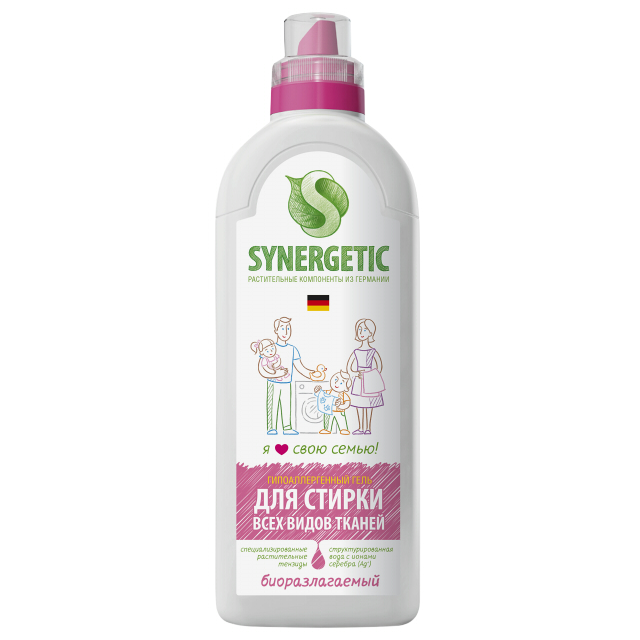 гель для стирки SYNERGETIC для всех видов тканей 1л