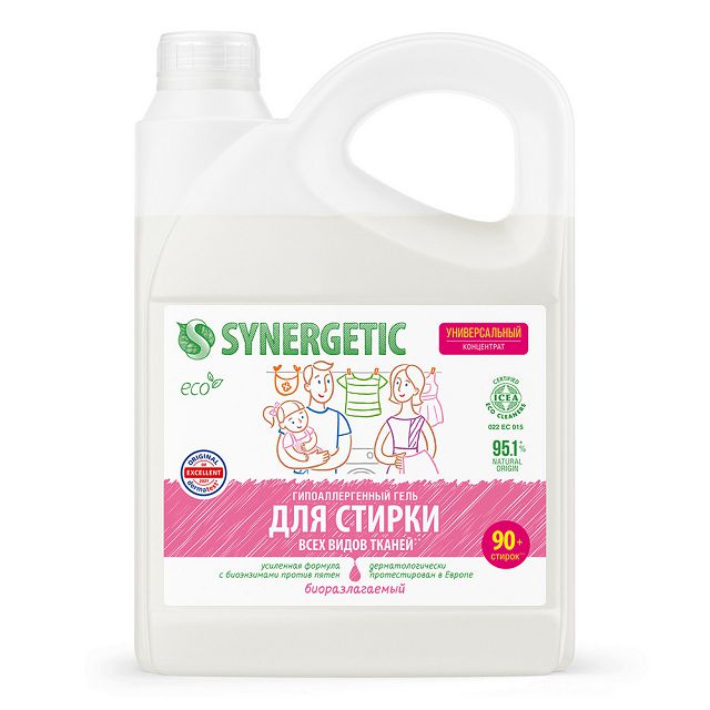 гель для стирки SYNERGETIC для всех видов тканей 2,75л
