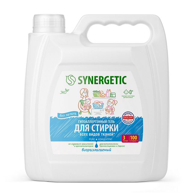 гель для стирки SYNERGETIC Pure 3л