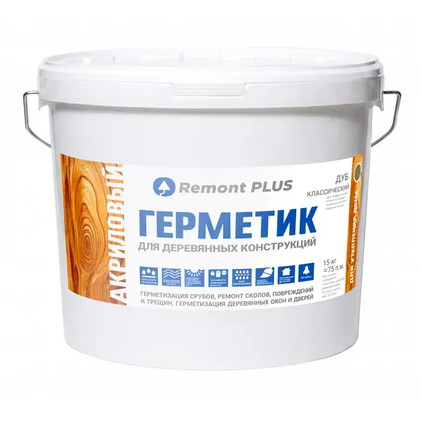 Герметик акриловый Remont Plus для дерева дуб классический 10 л