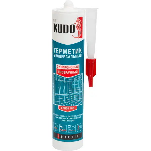 Герметик силиконовый Kudo Praktik уксусный универсальный прозрачный 260 мл