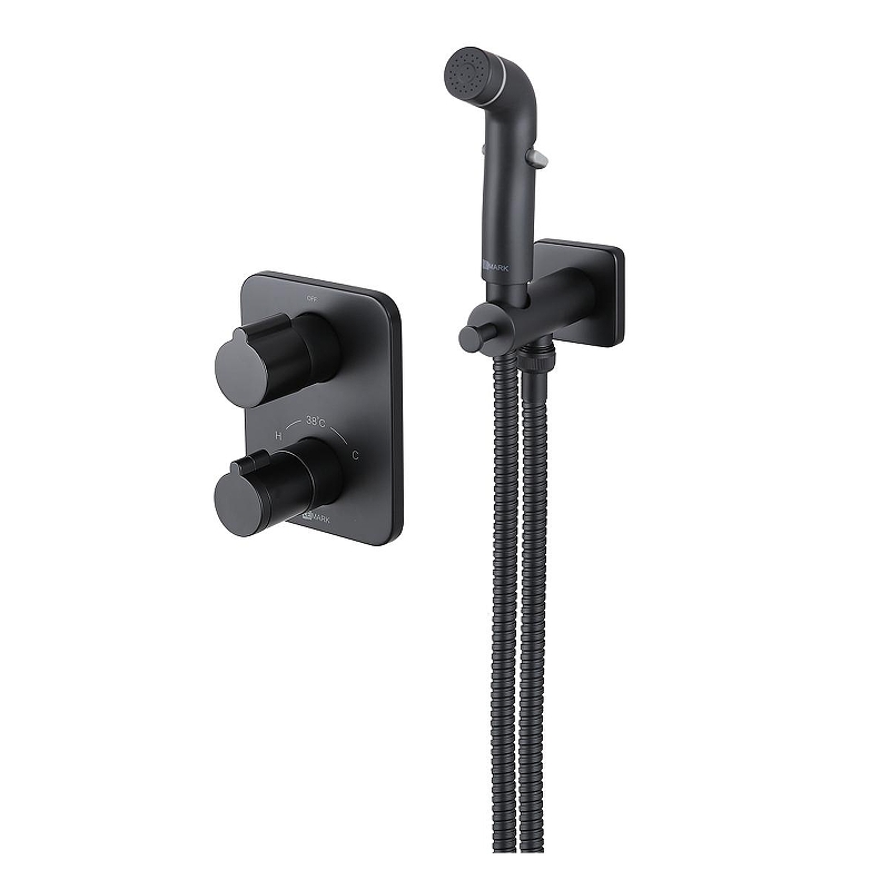 Гигиенический душ со смесителем Lemark Bronx LM3740BL c термостатом цвет Черный