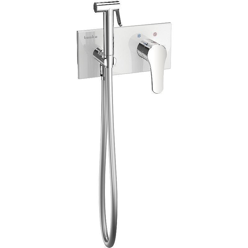 Гигиенический душ со смесителем Teska Elsa BTK6410W Хром Белое стекло