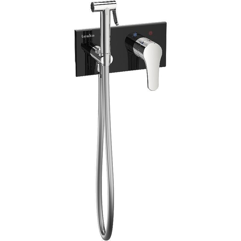 Гигиенический душ со смесителем Teska Elsa BTK6420B Хром Черное стекло