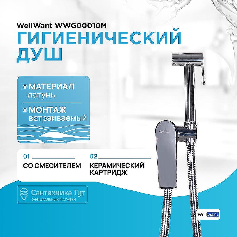 Гигиенический душ со смесителем WellWant WWG00010M цвет Хром