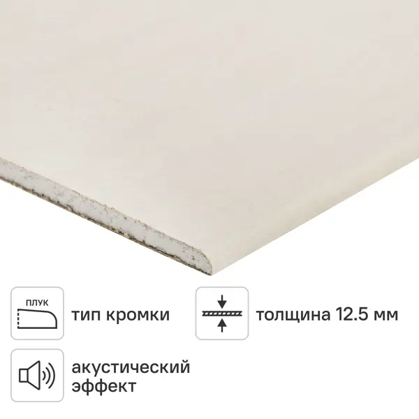 Гипсокартон 12.5 мм 2500x1200 3 м²