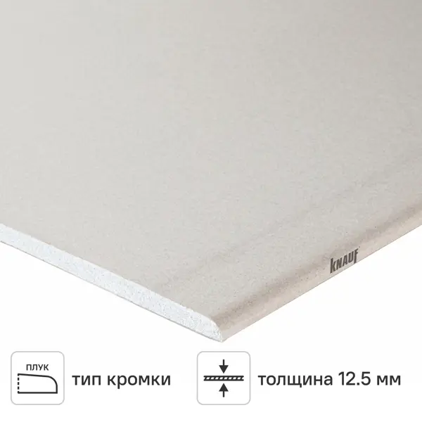 Гипсокартон 12.5 мм Knauf 1500x600 мм 0.9 м²