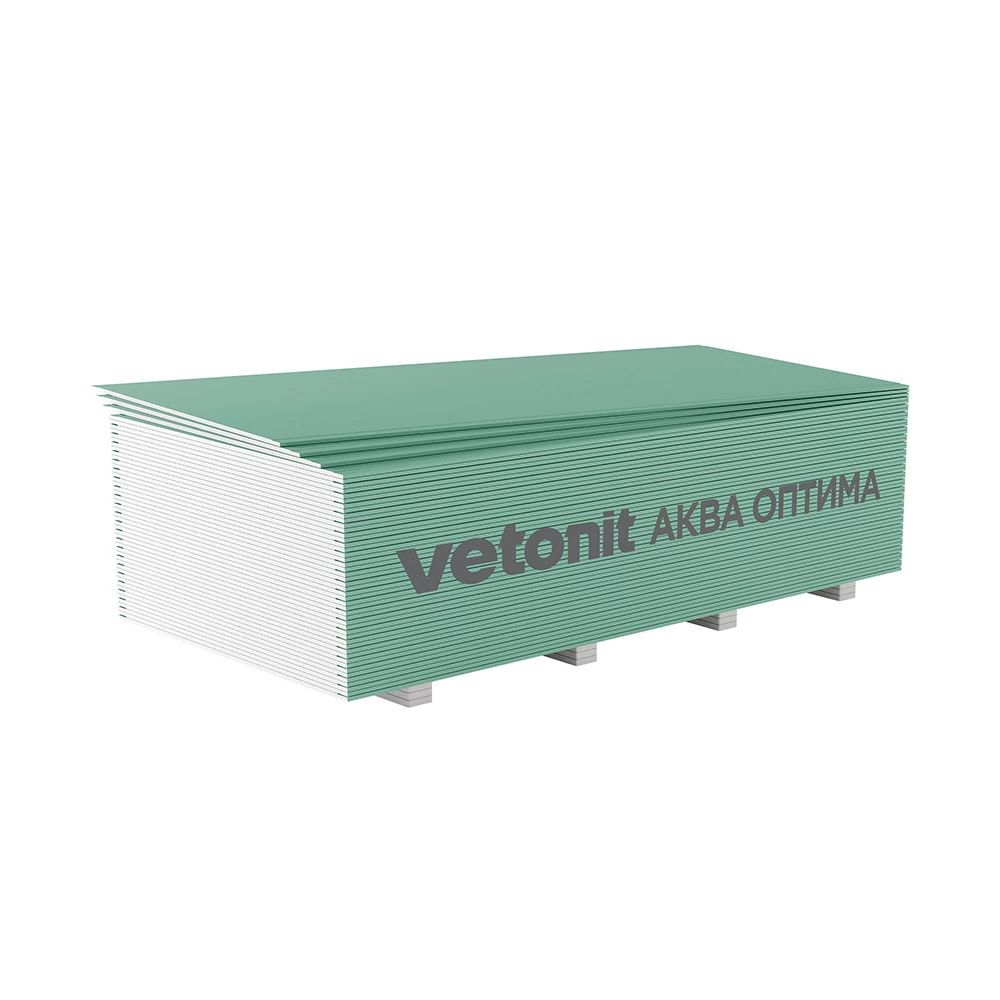 Гипсокартон Vetonit (Gyproc) Аква Оптима 2700х1200х12,5 мм влагостойкий