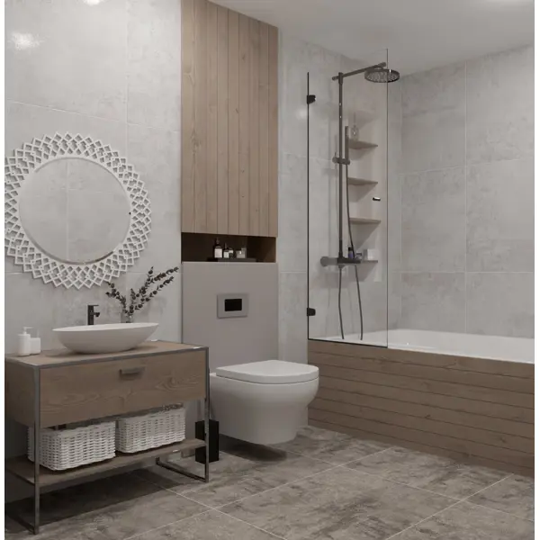 Глазурованный керамогранит Аксима Омаха 60x60 см 1.44 м² матовый цвет светло-серый