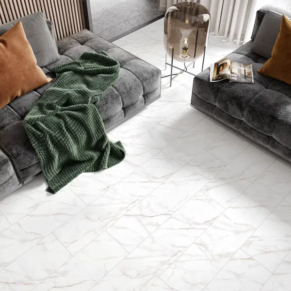 Глазурованный керамогранит Alma Ceramica Ava Calacatta 04 20x90 см 1.62 м² матовый цвет белый