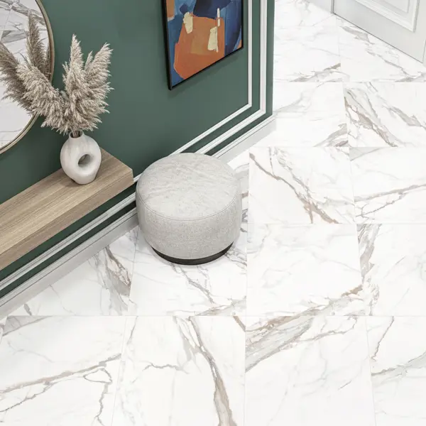 Глазурованный керамогранит Alma Ceramica Calacatta Gold 04 60x60 см 1.8 м² матовый цвет белый