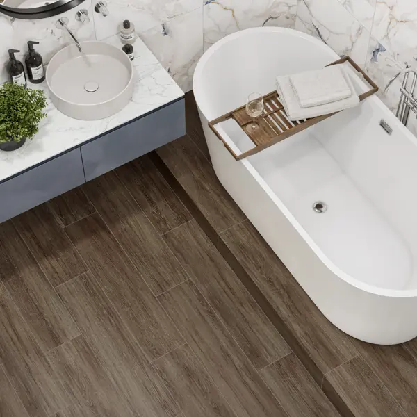 Глазурованный керамогранит Alma Ceramica Elm 40 20x90 см 1.62 м² матовый цвет коричневый