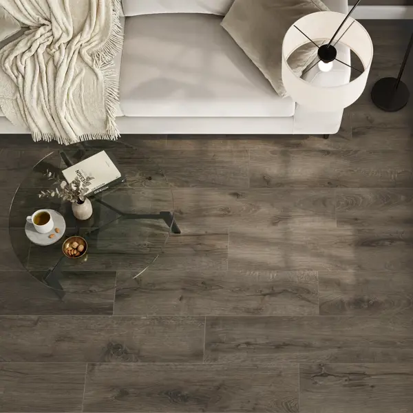 Глазурованный керамогранит Alma Ceramica Plein 44 20x90 см 1.62 м² матовый цвет темно-коричневый