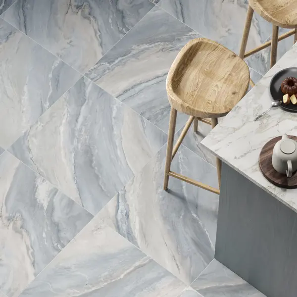 Глазурованный керамогранит Alma Ceramica Вуаль 60x60 см 1.8 м² гладкий цвет синий